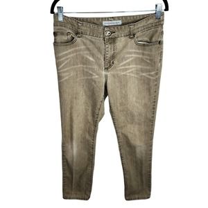 Chico's Platinum Denim Ultimate Fit Slim Leg Jeans Women's‎ Size 1 Short Tan